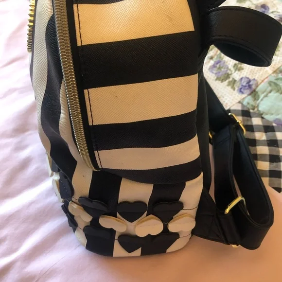 Betsey Johnson Black and White Heart Embellished Backpack - Picture 10 of 12